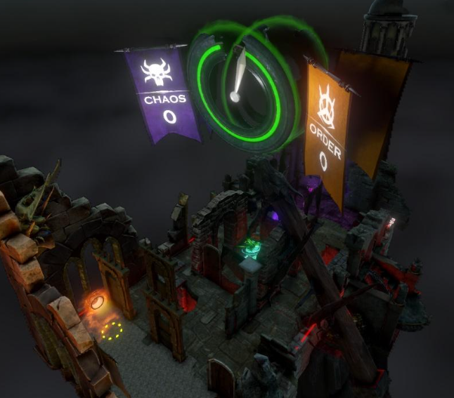 Catch The Dragon · Chaos vs Order arena banners, centre zone