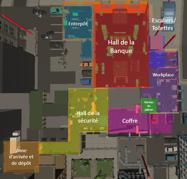 Gang of Dummizz · Bank Hall zone prototype layout